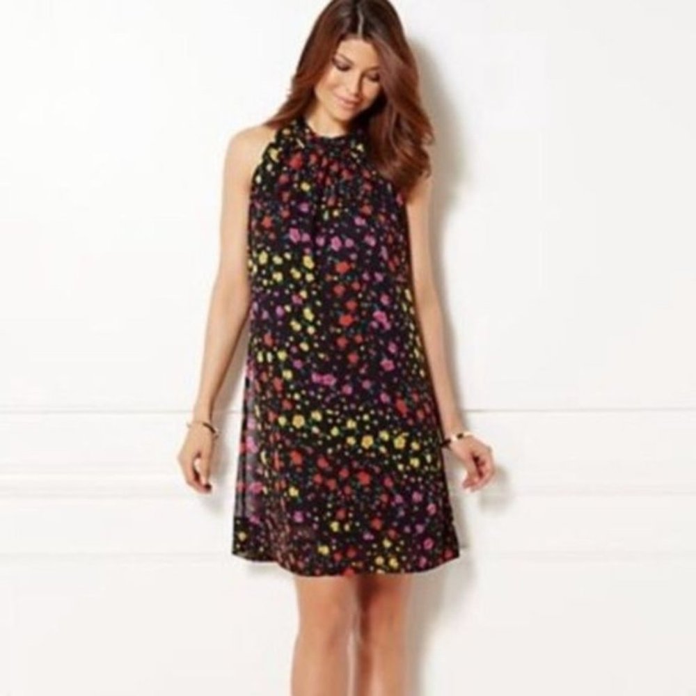 Eva Mendes NY&Co Tie Neck Floral Sabrina Dress